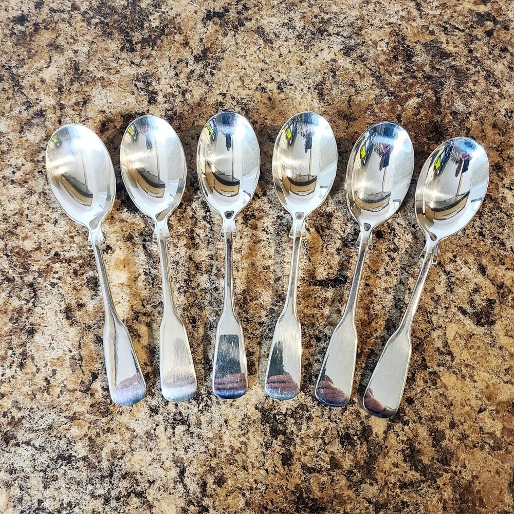 Vintage Rogers Bros "1867" Pattern Silver Plated Sugar/Dessert Spoons, Set Of 6